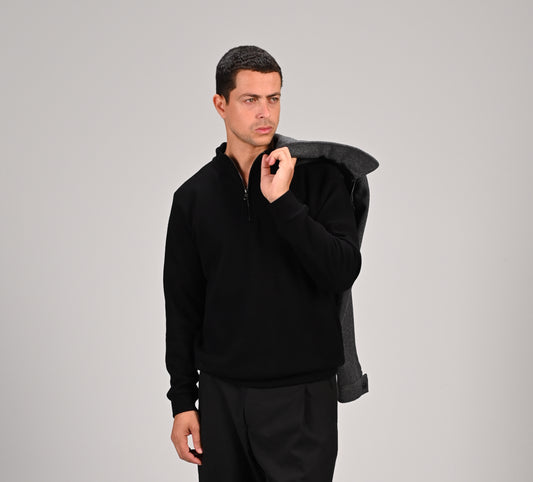 The Alpha Black Zip Sweater