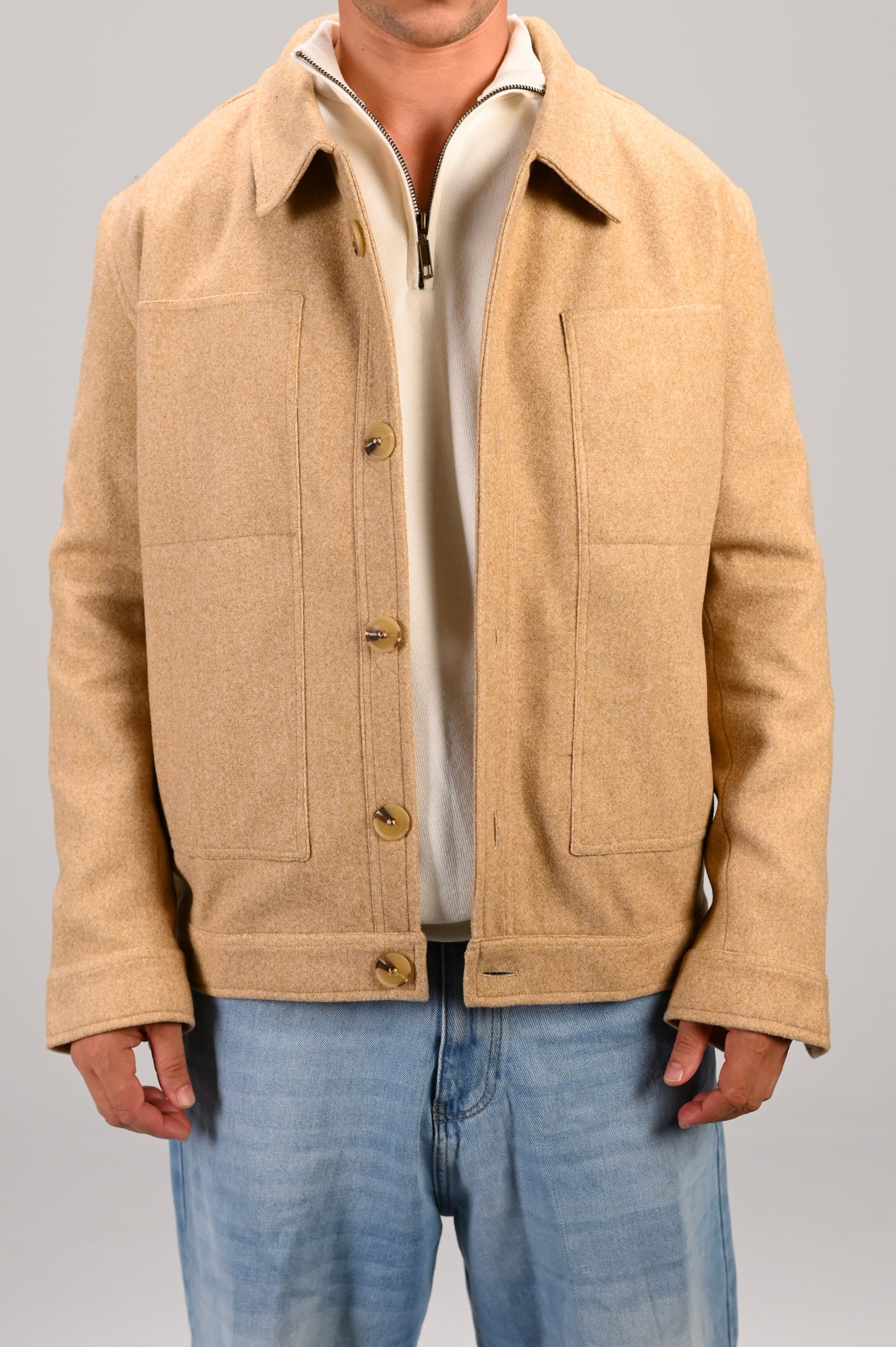 The Camel Wool Button Jacket