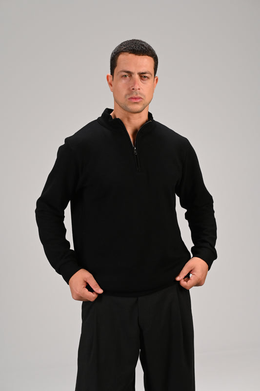 The Alpha Black Zip Sweater