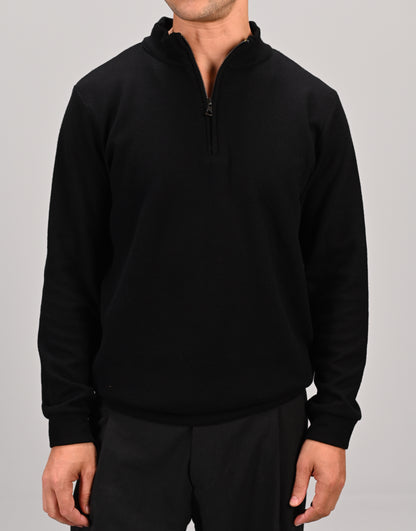 The Alpha Black Zip Sweater