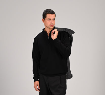 The Alpha Black Zip Sweater