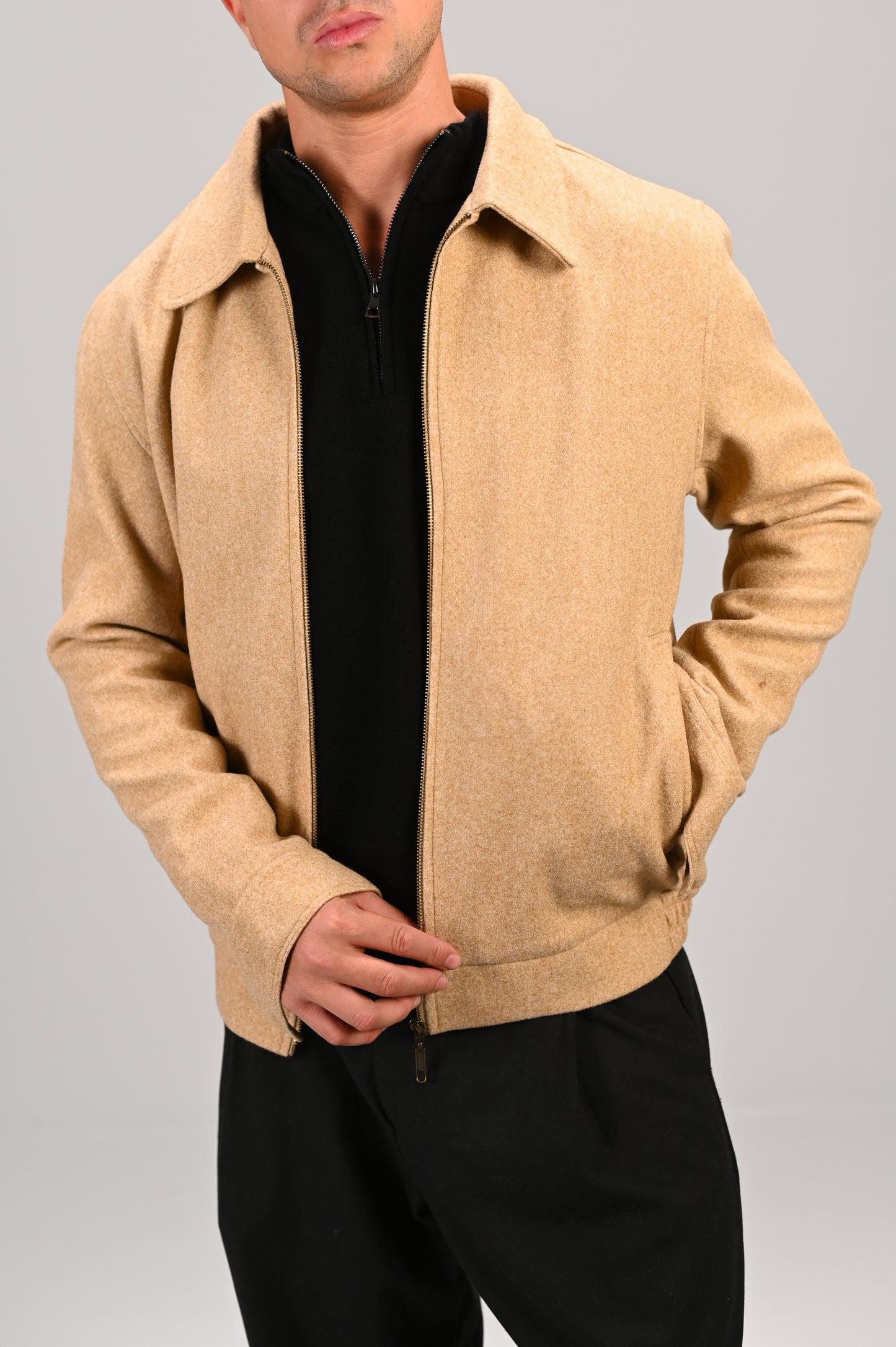 The Camel Wool Zip Jacket