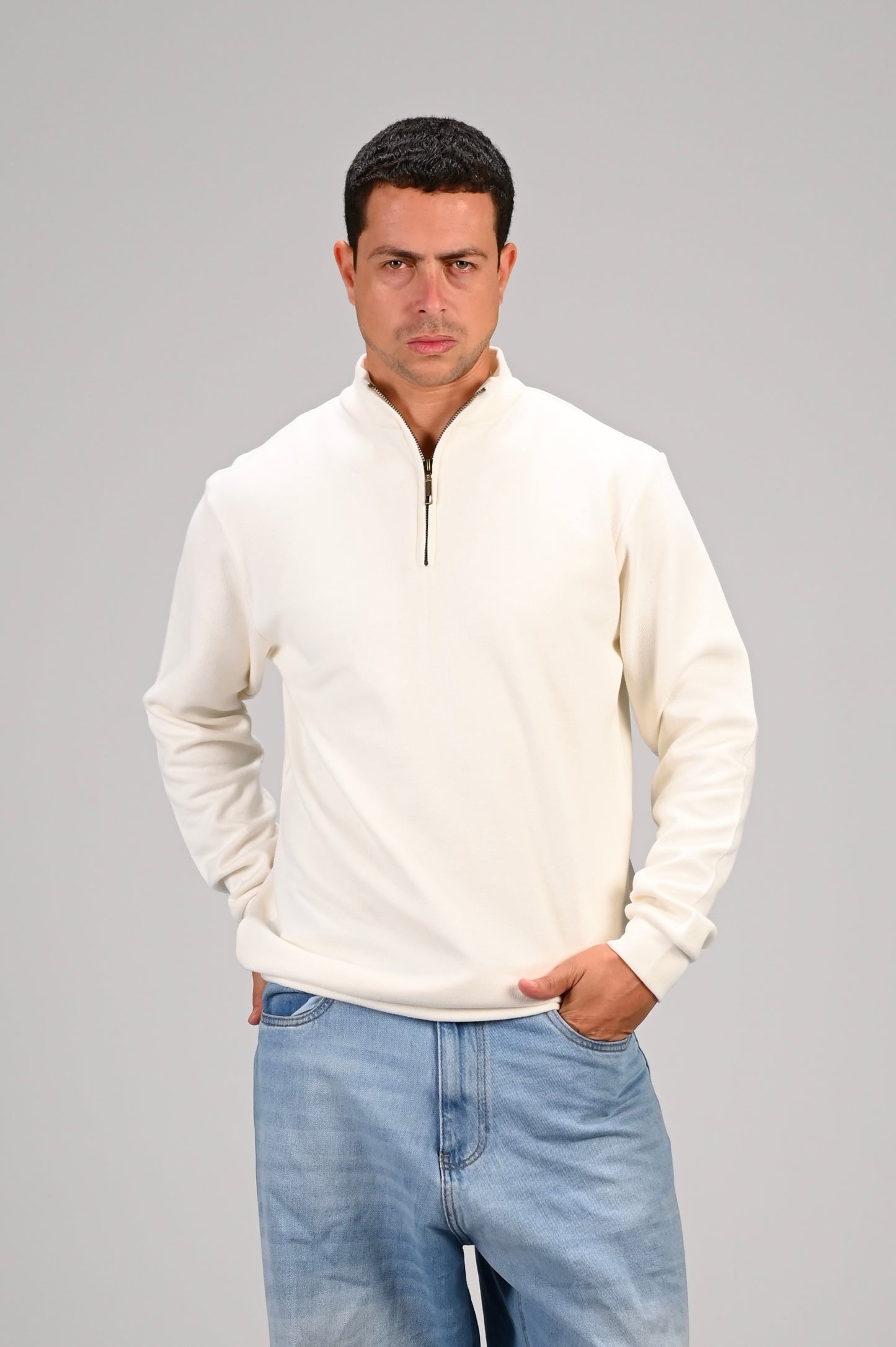 The Alpha Cream Zip Sweater