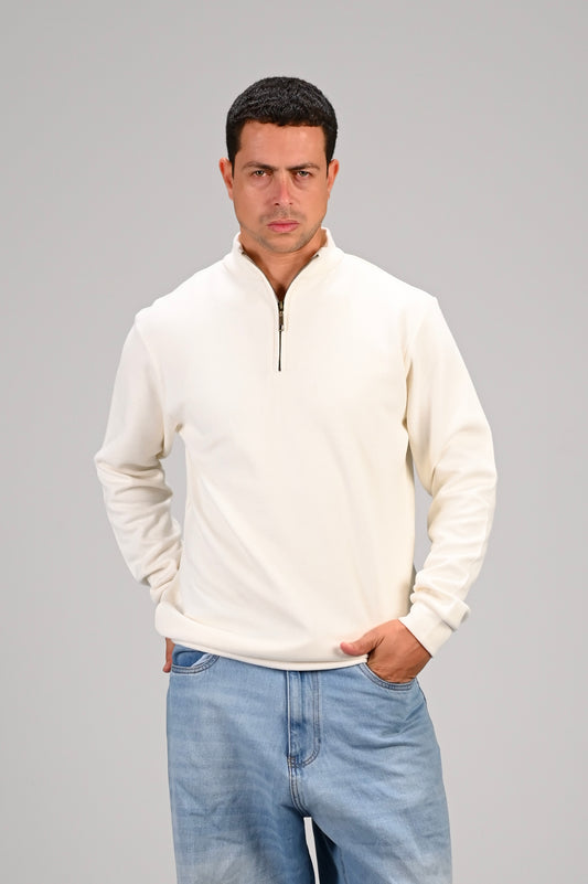 The Alpha Cream Zip Sweater