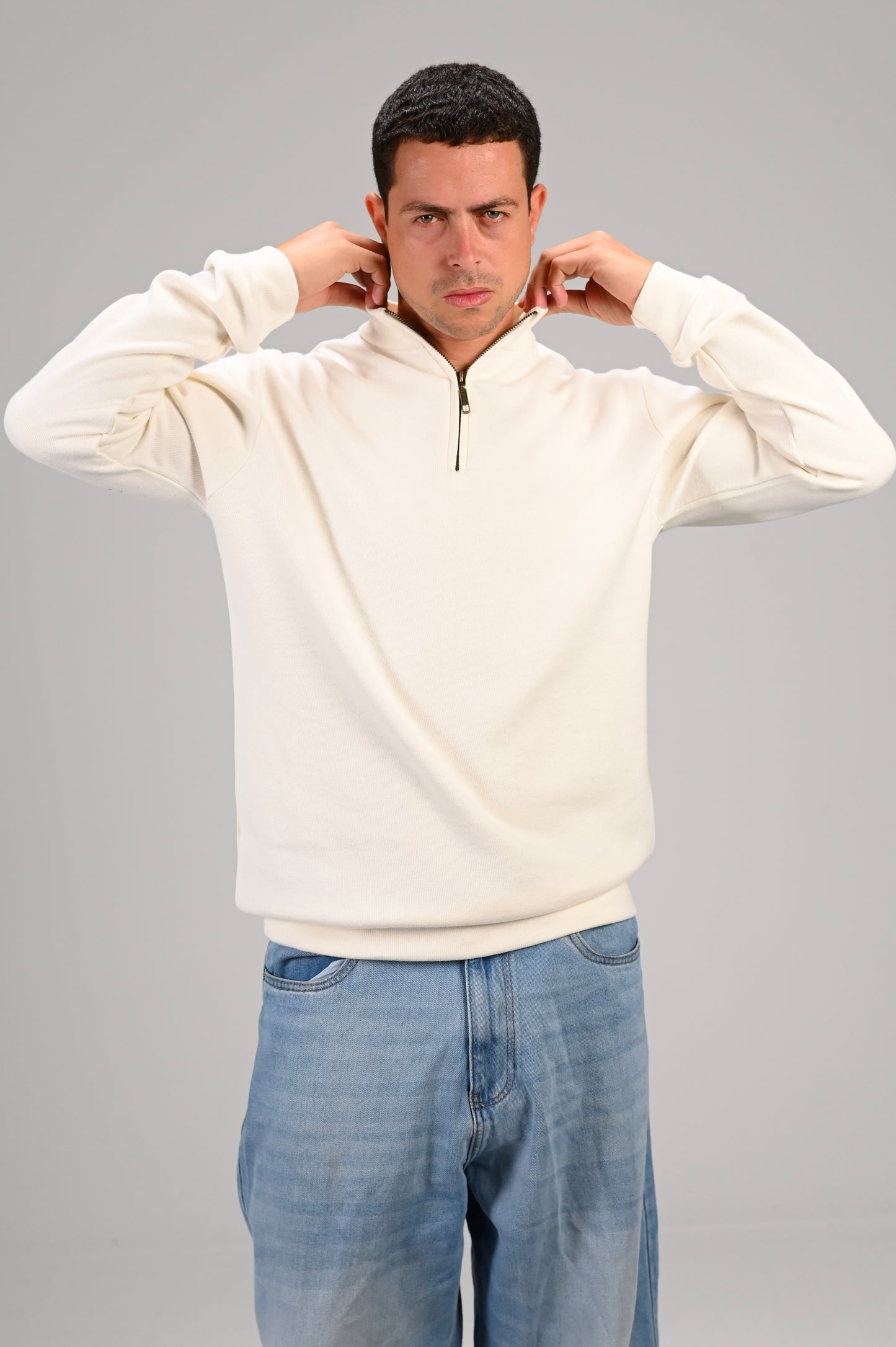 The Alpha Cream Zip Sweater