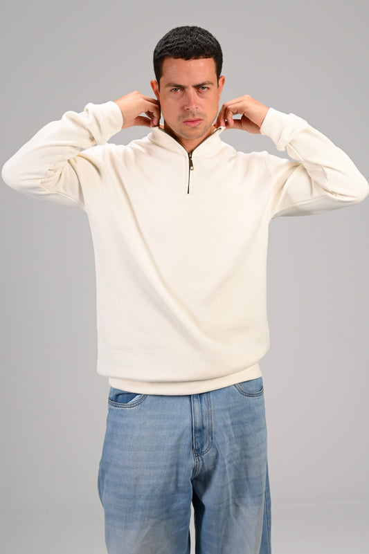 The Alpha Cream Zip Sweater