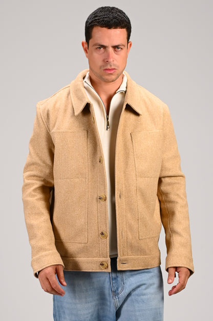 The Camel Wool Button Jacket