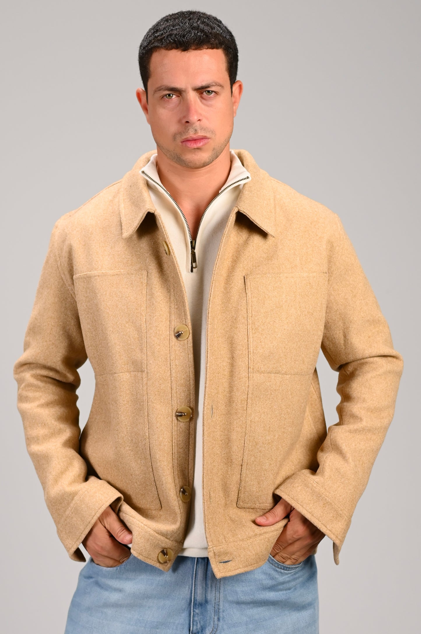 The Camel Wool Button Jacket