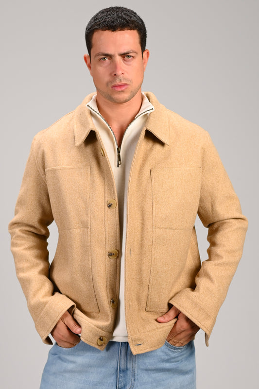 The Camel Wool Button Jacket